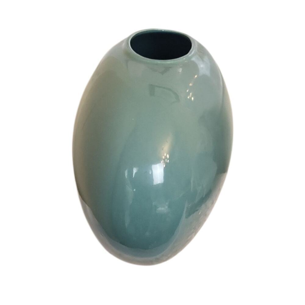Vintage Art Deco Pottery Teal Green Vase - Picture 6 of 8